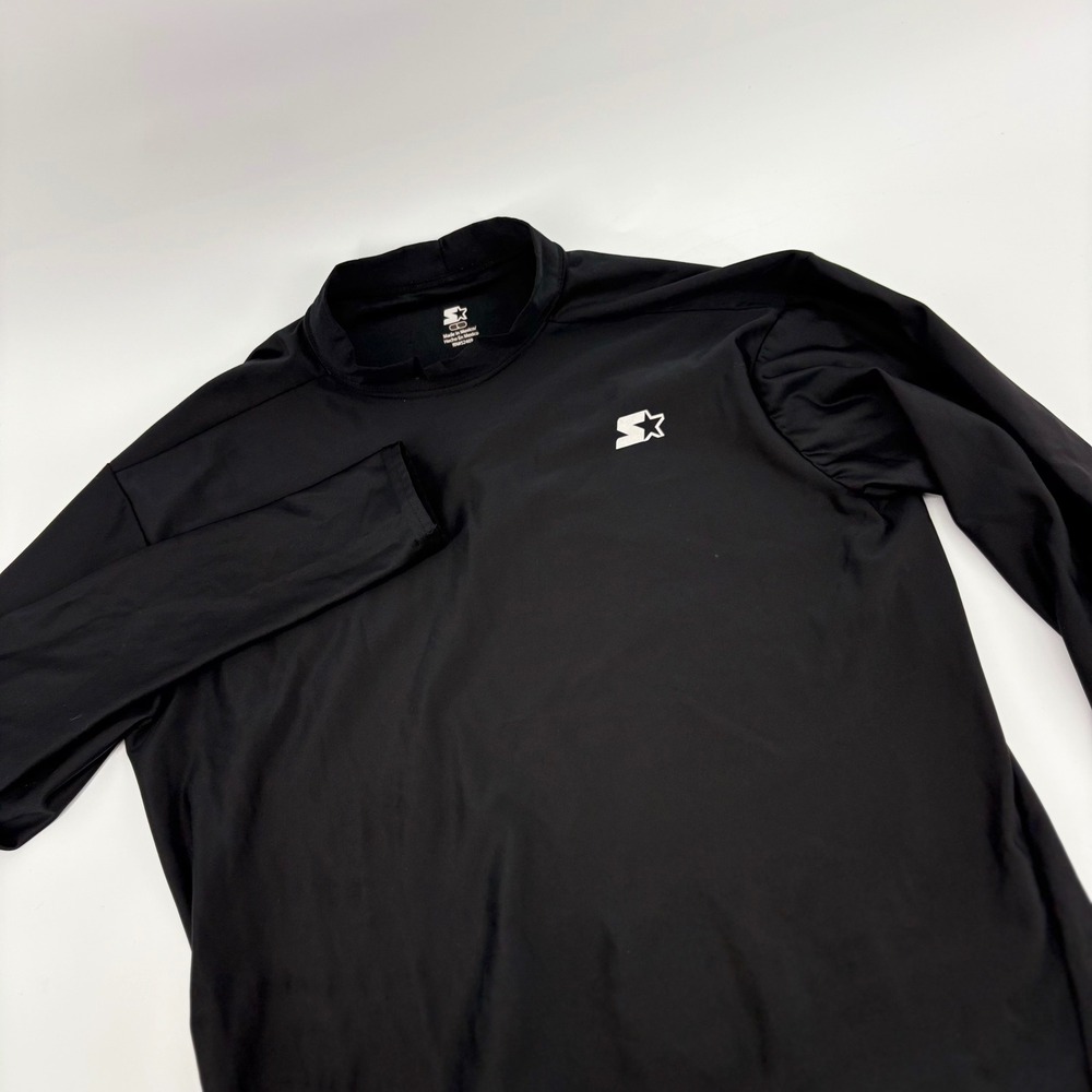 Starter Kids‎ Long Sleeve Mock Neck Athletic Shirt Black Size Large Dri Fit